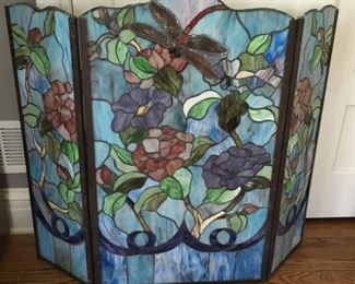 stained glass fireplace screen MUST SEE!