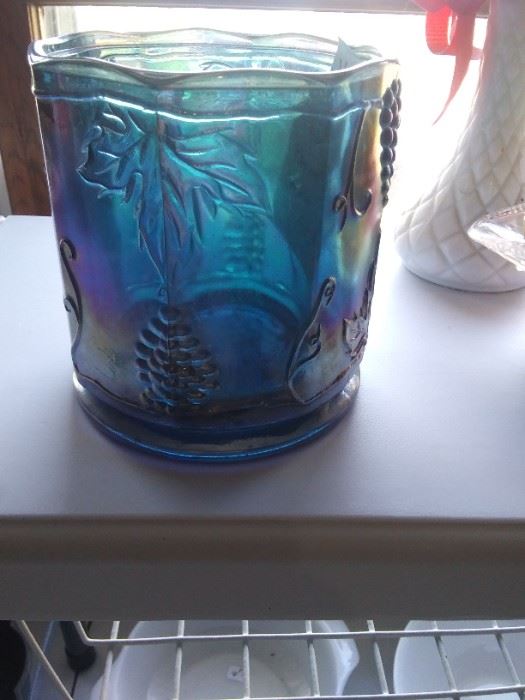 Indiana blue glass rare candle holder