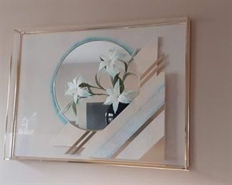 Three dimensional framed Floral picture signed by the artist $65