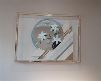 Signed floral artwork $65