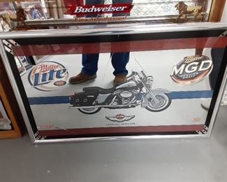 1 of 2 Harley-Davidson Miller Lite beer mirror $95 and one for $35 with cracked glass
