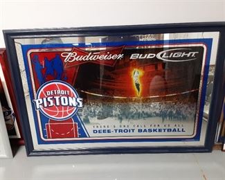 Deee-Troit  basketball Detroit Pistons Budweiser beer mirror $275