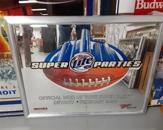 2006 Detroit Lions Super Bowl beer mirror Miller Lite $150