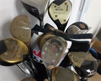 Large grouping of golf club drivers right-handed