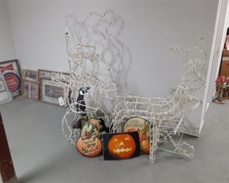 Light up Christmas Reindeer and Santa Claus Snowman $20 each