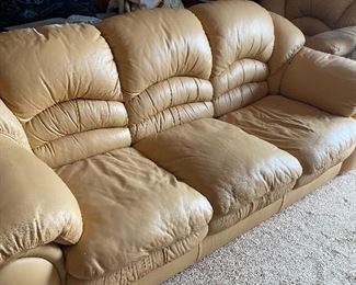 Butterscotch Leather sofa Loveseat and chair 