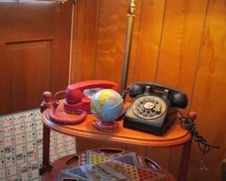 Lamp Table...Vintage Telephones...