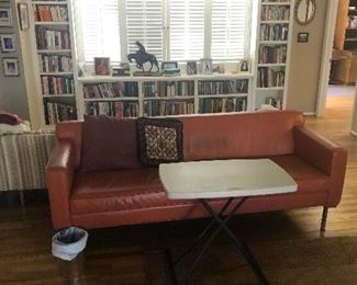 modern orange leather sofa very comfortable