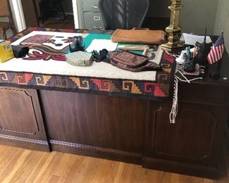 desk with Navajo rug 