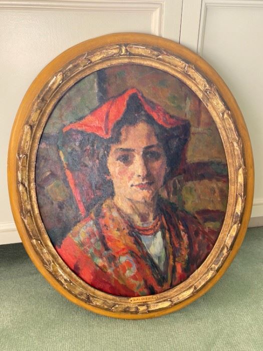 Charles Guerin Woman with Red Shawl Painting