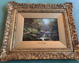 English School Area Painting with Gold Frame
