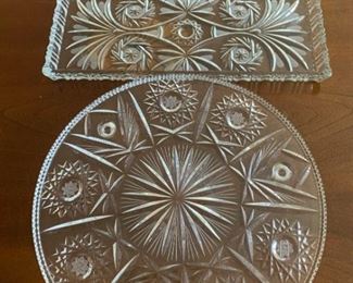 2 Crystal Serving Platters