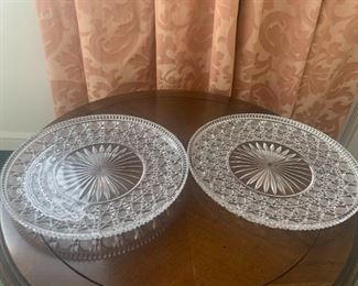 2 Matching Crystal Serving Platters