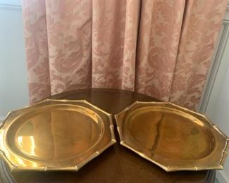 2 Matching Octagon Bronze Platters