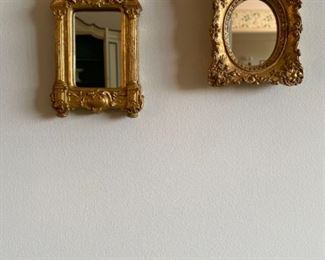 Antique Pair of Small Golden Framed Mirrors