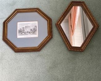 Octagonal Print Hexagon Shaped Mirror