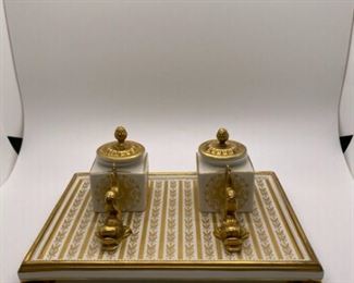 Porcelain Antique Double Inkwell