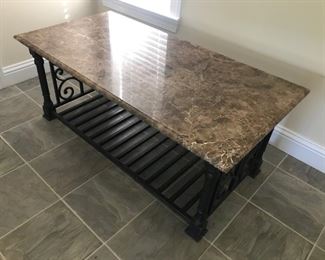 Beautiful Handmade Iron Coffee Cocktail Table with Marble Top