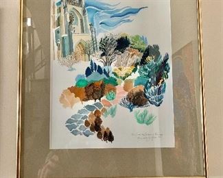 $125 - Marguerite Miller "Cathedral" signed watercolor 1991; 21.5" H x 17.5" W; https://margueritem.com/bio/