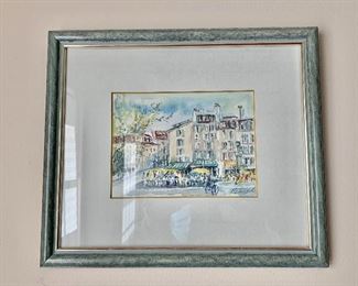 $75 - Sandol, "Le Bourg-de-Four a Geneve" 1999, watercolor; 13" H x 11.5" W
