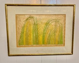 $150 - Judith Shahn (American 1929-2009) Cape Cod Artist, limited edition print of grass on textured paper, framed; 19" H x 25" W