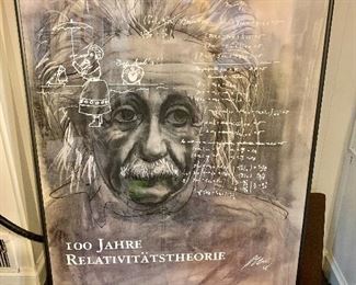 $120 - Albert Einstein 100 Years of Relativity Theory large poster in frame from Einstein-Haus, Bern; 51" H x 36" W