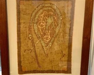 $45 - "Bible of Cologne" signed batik print on fabric; 18" H x 14" W