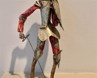 $40 - Papier mache and wire figure of man with sword; 10 in H
