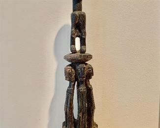 $75 - Dogon figure supported by six caryatid figures; 15.5" H x 4" diameter