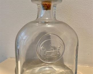 $20 - Decorative glass bottle with cork, cork does not come out; 6.5" H x 5" W