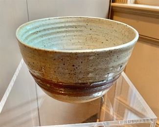 $40 - Glazed pottery bowl; 5.5" H x 8.5" diameter