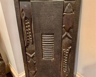 $120 - Carved wood panel with fish and alligators #3; 31.5" H x 15" W