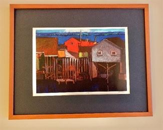 $60 - Framed but with no glass; Giclee print; "Lobster Pound," Steuben Maine. 17 in. H x 21 in. W