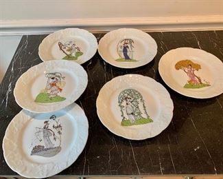 $50 - Set of six dessert plates; 8 in. diameter; Lierre Lauvage CNP France