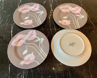 $35 - Four Fitz & Floyd Pavot Gris 1981 dessert plates; 7 1/2 in. diameter