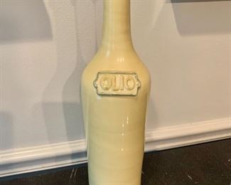 $20 - Decorative ceramic olive oil bottle; 15 in. H x 4 in. diameter