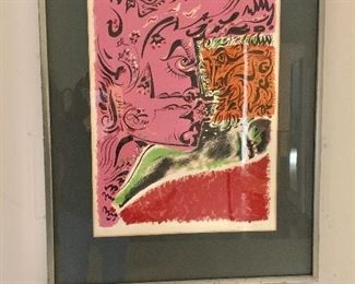 $475 - Andre Masson (French, 1896-1987);"Visage Rose" signed lithograph; 34" H x 27" W