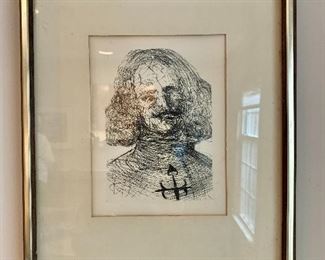 $175- Collector's Guild framed etching of Dali's Velazquez; 15" H x 12" W