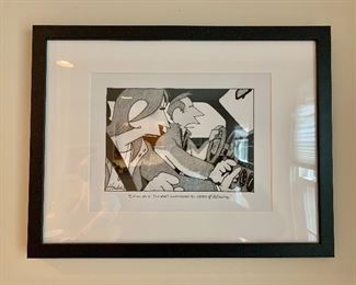 $30 - Framed Haefeli New Yorker cartoon reprint #1 (defrosting); 13" H x 17" W