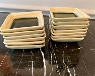 $4 each - (8 SOLD - 3 LEFT!) 11 Raging Bull glazed ceramic dishes; 4 in. square (8 SOLD - 3 LEFT!)