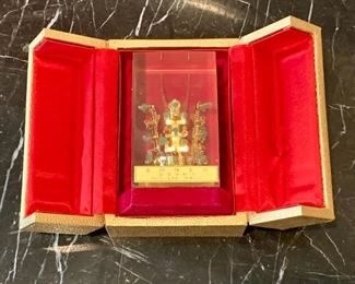 $30 - Souvenir Korean gold crown lucite paperweight in box; 3 in. H