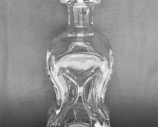 $40 - Small crystal decanter hourglass shape with stopper; 8 in. H