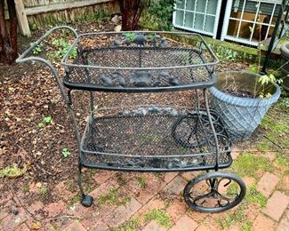 $120 - Vintage serving cart; 34" H x 39" D x 21" W
