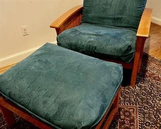 $295 - Adjustable futon chair and ottoman; chair is 33" H x 35" W x 35" D