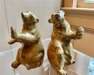$75 - Pair of metal bears (bookends); 6 1/2 in. H