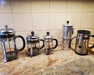 Assorted coffee makers