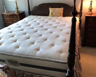 Queen mattress set and poster bed frame