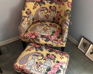 Upholstered chair with matching ottoman