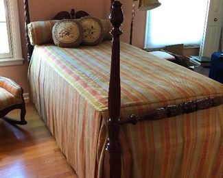 Twin mattress set and poster bed frame