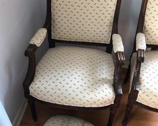 Antique chairs and 1 footstool